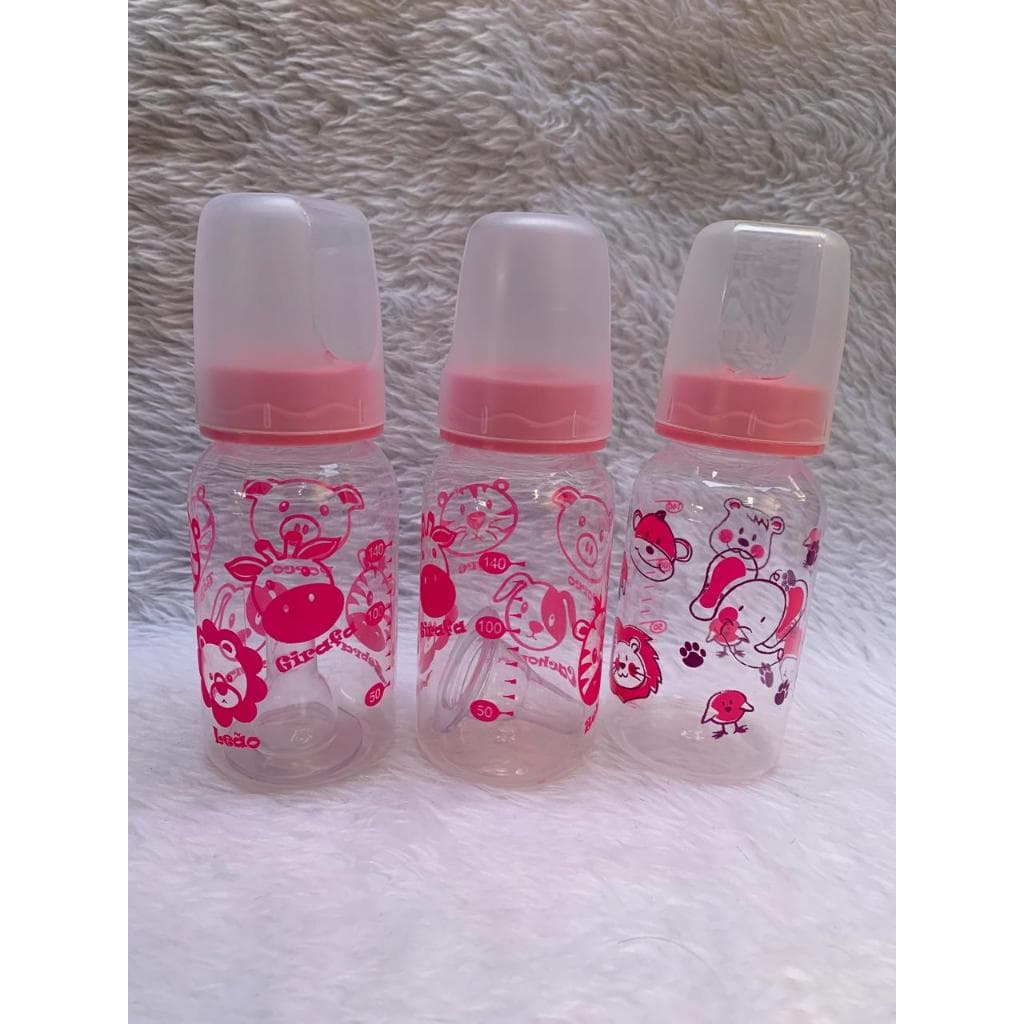 Kit Com 3 Mamadeiras Rosa - Resistentes e Estampadas