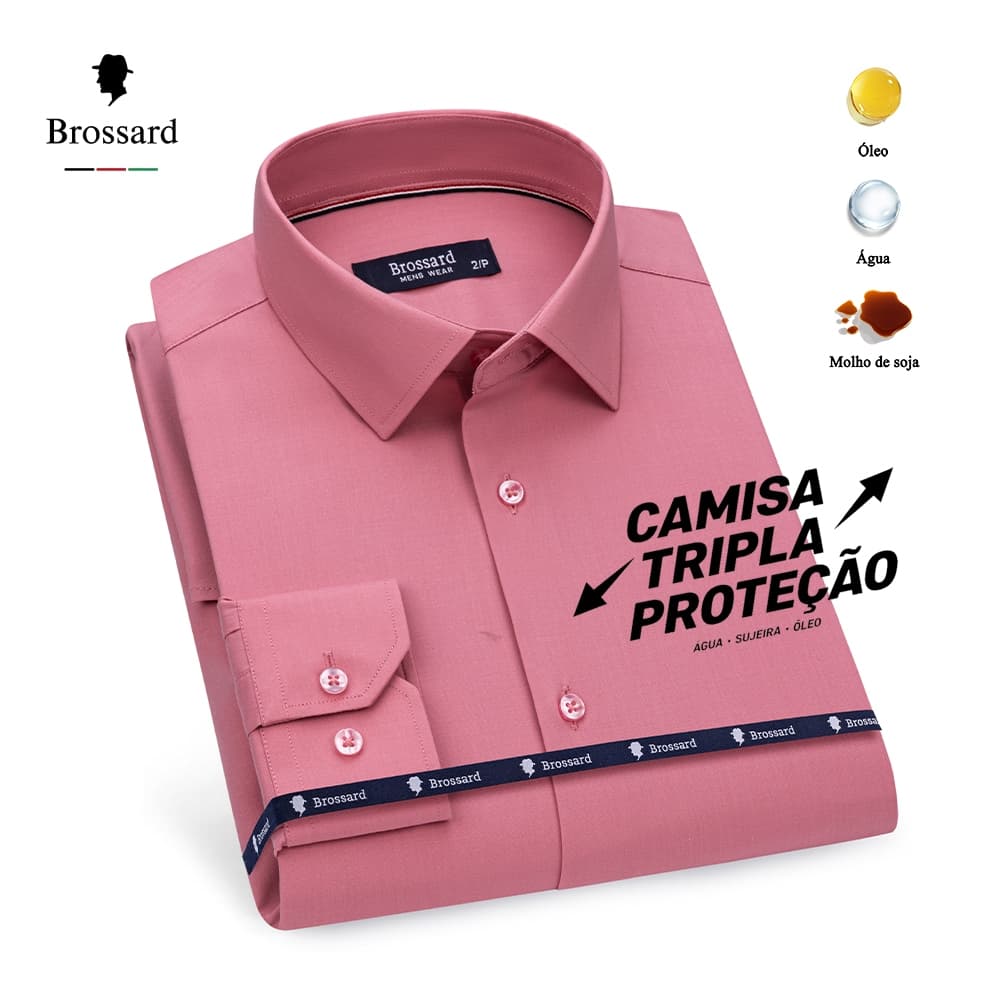 Camisa Social Masculina Slim Fit Premium - Não Amassa, Blusa Manga Longa Moda Elastano e Respirável