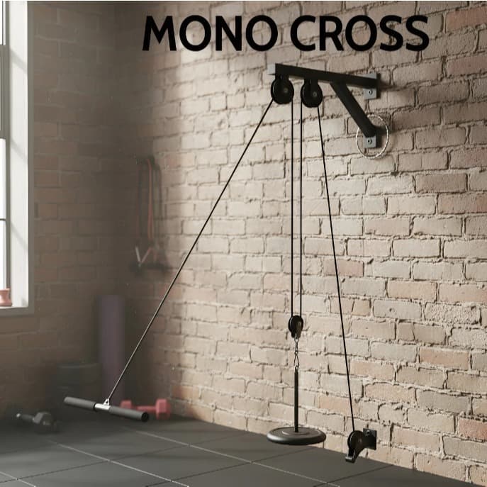 kit Mono Crossover Musculação Treino Puxada Polia Alta E Baixa - Preto Fitness