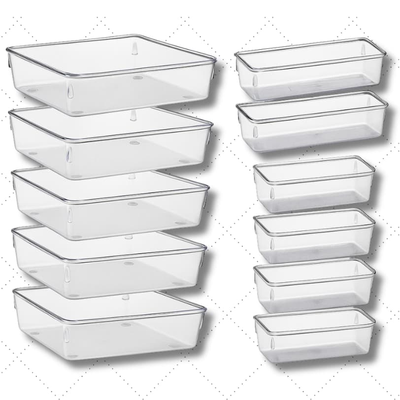 Kit Organizadores Multiuso Cozinha Maquiagem Gaveta Armário Geladeira Pote Acrílico Resistente