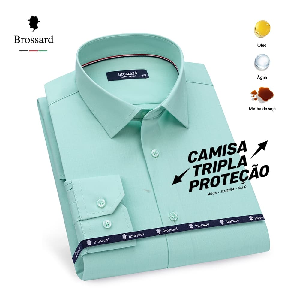 Camisa Social Masculina Slim fit Luxo Estilosa Não Amassa Tecido Elastano Fibra de Bambu Impermeável