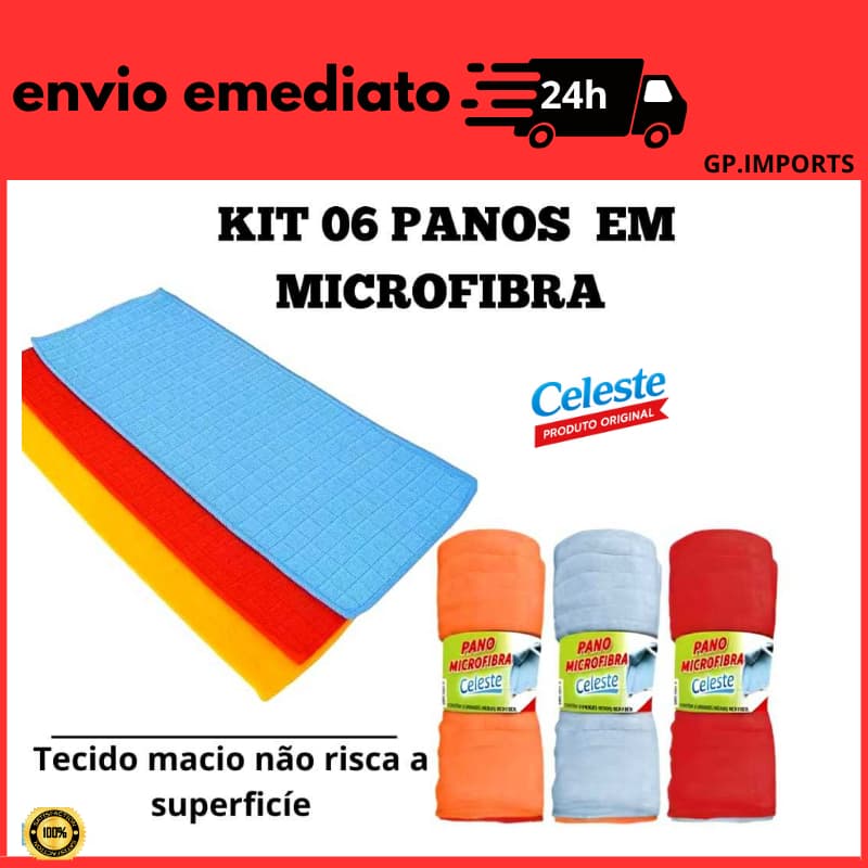 kit 3 ou 6 Panos Microfibra 48x58 Celeste Limpeza Multiuso Chão, Prato, Carro, Vidro e Mesa Móveis entrega rapida