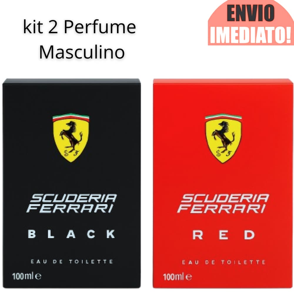 kit 2 perfume masculino importado Ferrari Black+Red 100 Ml Tradicional - Fixação Prolongada