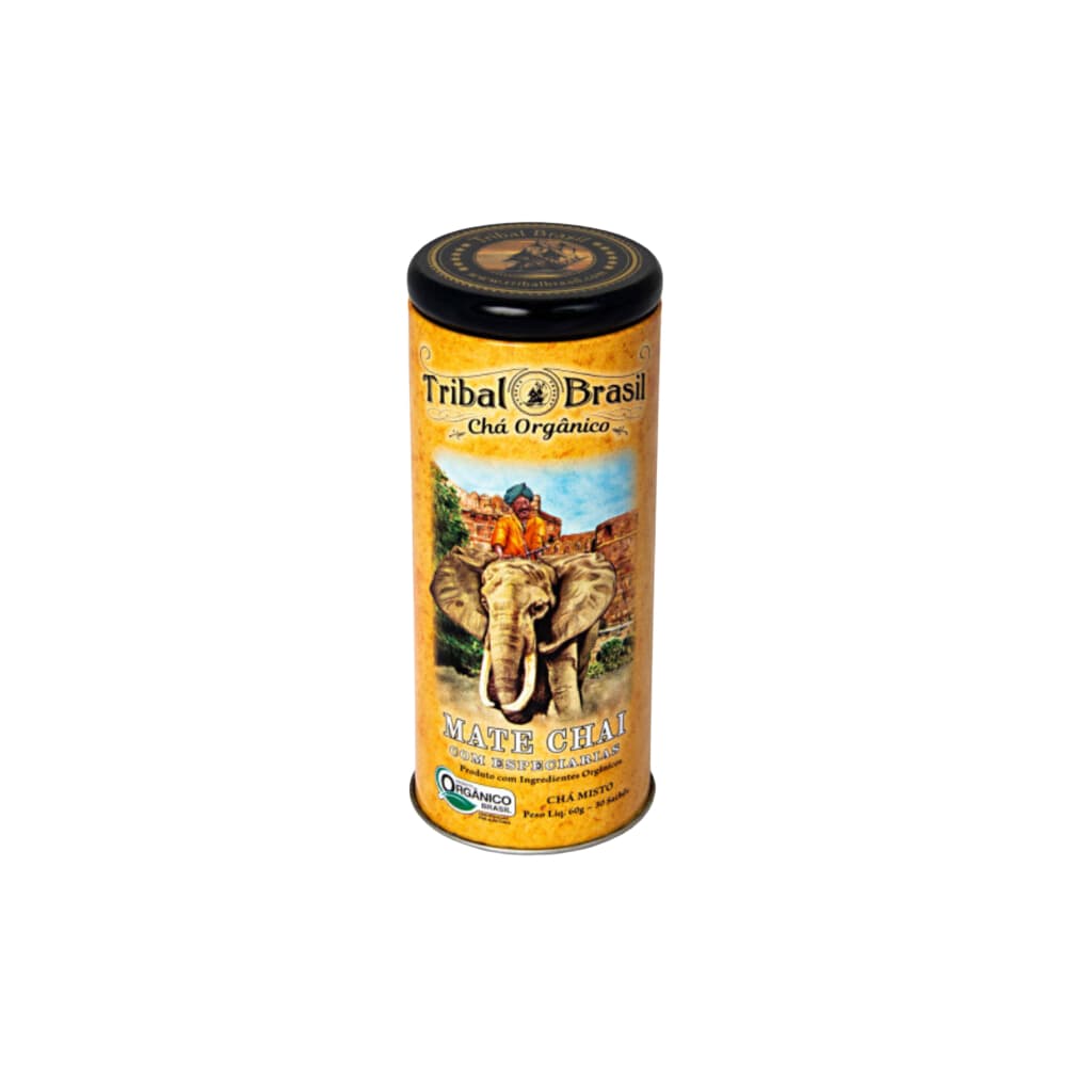 Chá Mate Chai Orgânico Lata Colecionável com 30 Sachês 60g - Tribal Brasil