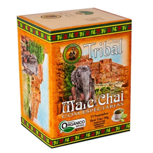 Chá Mate Chai Orgânico- Caixa - 15 Sachês - 30g - Tribal Brasil