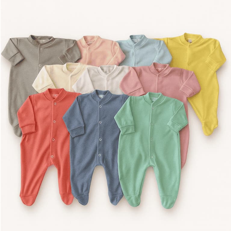 Kit 5 Macacão Bebê Vira-Pé Manga Longa roupa de bebê Enxoval Maternidade