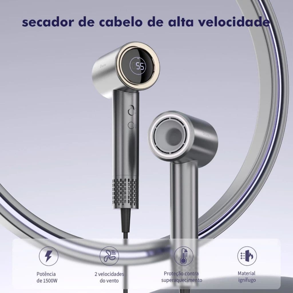 Secador de Cabelo profissional 110V 1500W - com Secagem Rápida Alta Velocidade 110000 RPM
