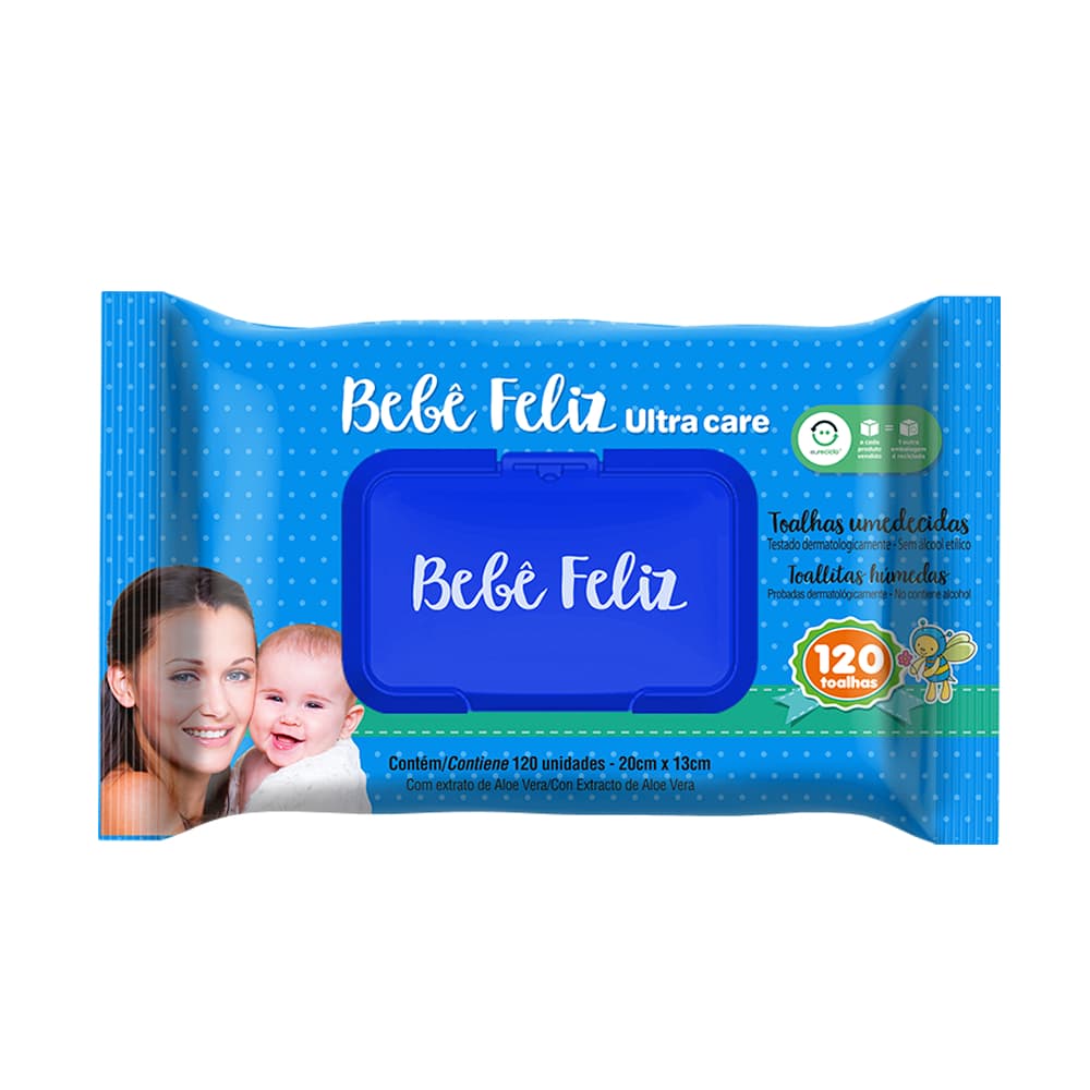 KIT 3 TOALHAS UMEDECIDAS BEBE FELIZ 120 FOLHAS CADA