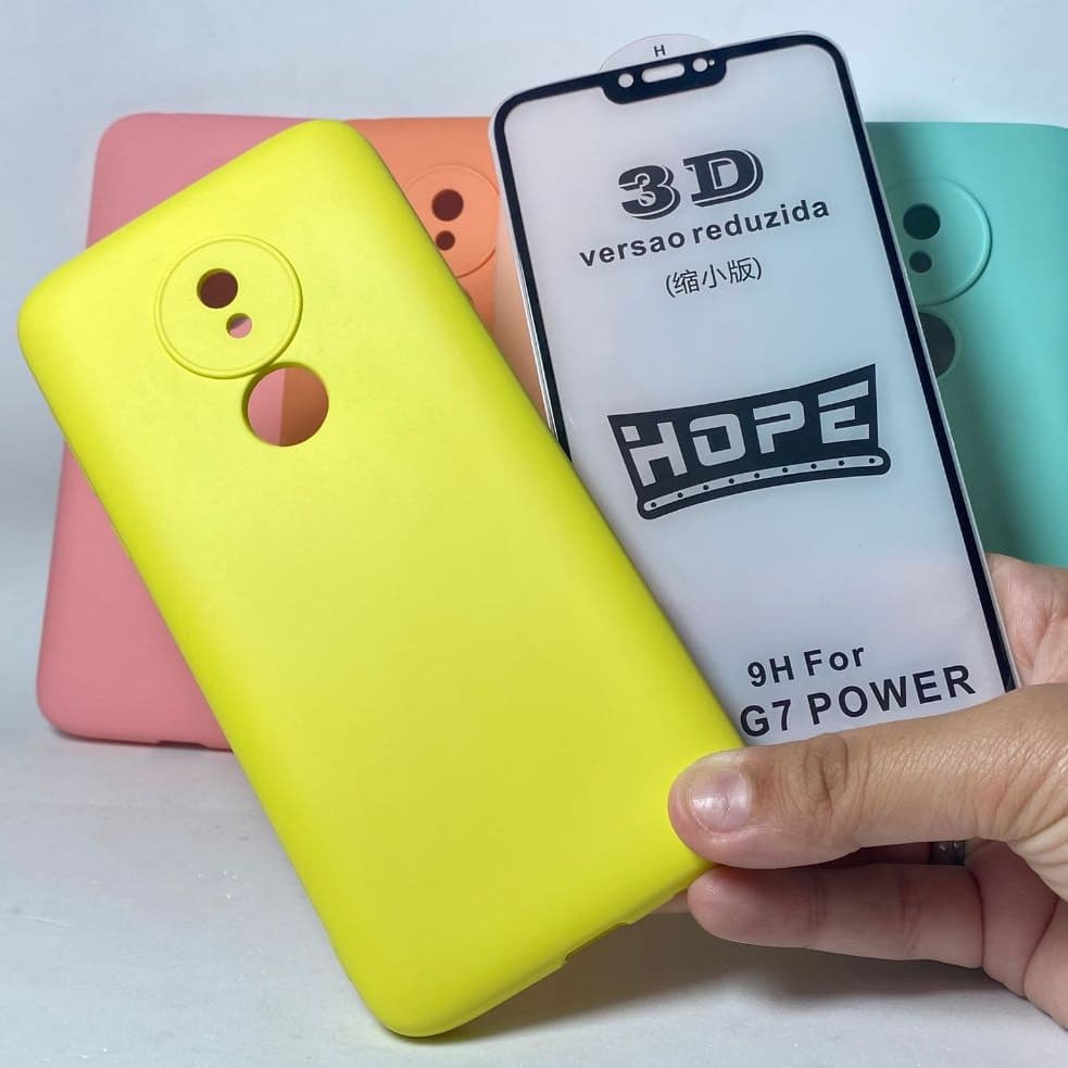 CAPA G7 POWER + Película 3D Kit Motorola Capinha Case Protetora Celular Silicone