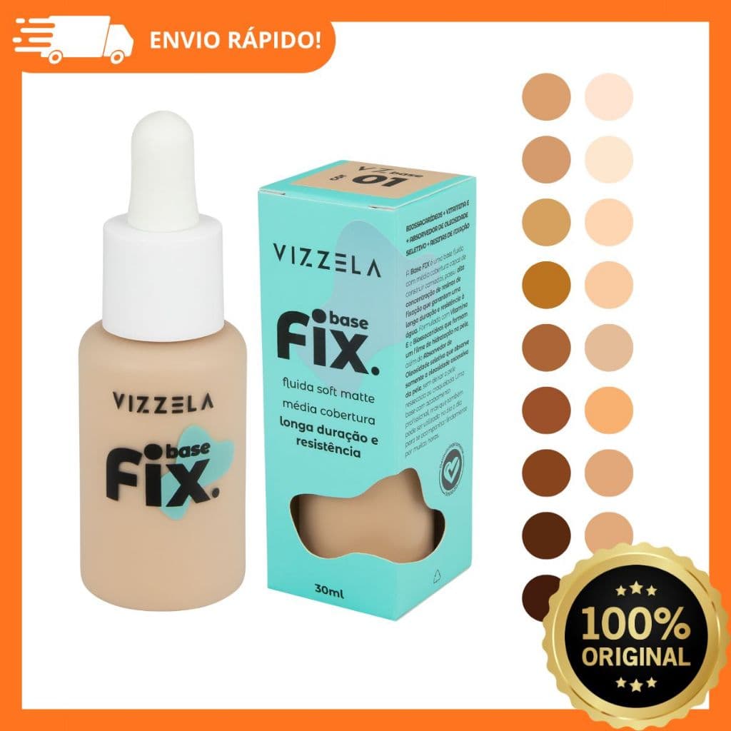 Vizzela Base Liquida Fix Soft Matte Media Cobertura