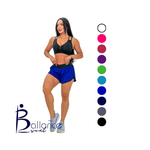 PLUS SIZE - Shorts Fitness Feminino DryFit com Sobreposição - Roupa de Academia Feminino