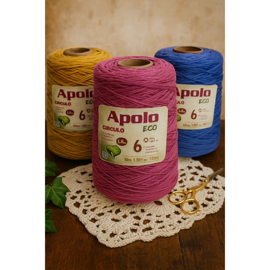 Barbante Apolo Fio 6 Big 1,8kg Círculo – Ideal para Crochê, Tricô, Tapeçaria e Artesanato