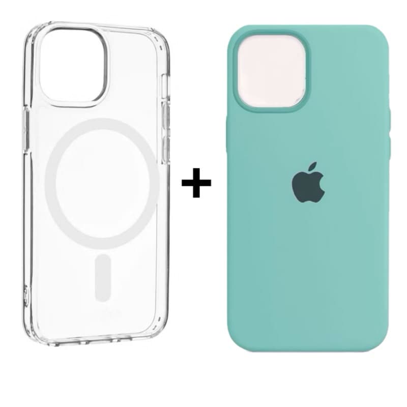kit 2 Capinhas de iPhone 12 12pro 12promax  Case Silicone Colorida Aveludada + capinha transparente MagSafe indução