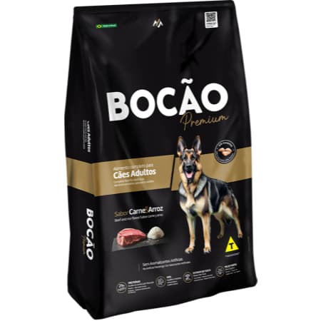 Ração Bocão Premium 15kg Cães Adultos Sabor Carne e Arroz Cachorros De Médio e Grande porte