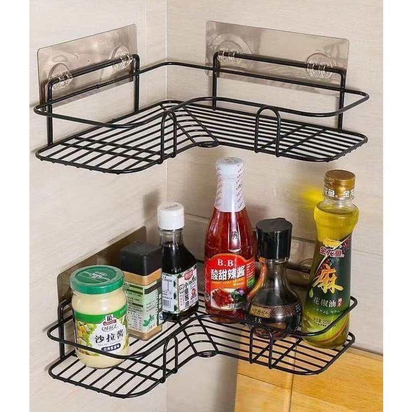 Kit 2 Com Suportes Organizadores De Metal Rack De Parede Banheiro Cozinha Prateleiras Porta