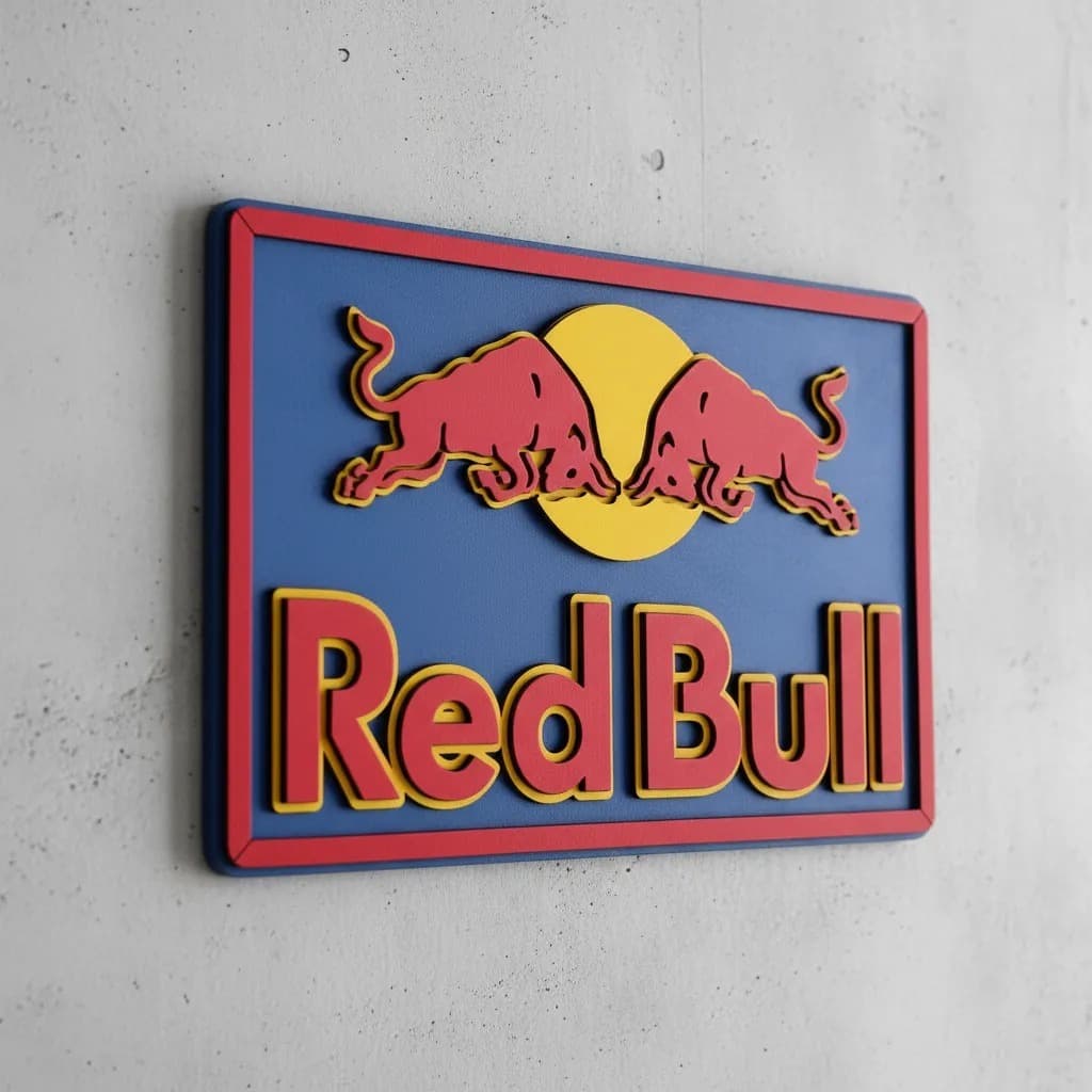 Placa Decorativa 3D Bebida RedBull Energético Logo Padrão