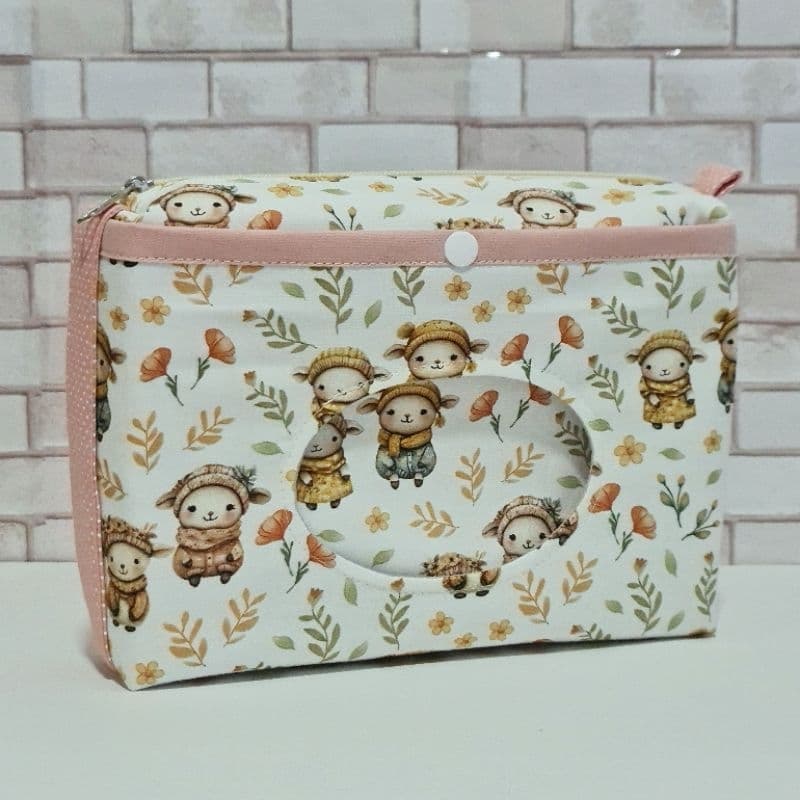 Necessaire Porta Fralda e Porta Lenço Umedecido Forro Impermeável NOVA MEDIDA
