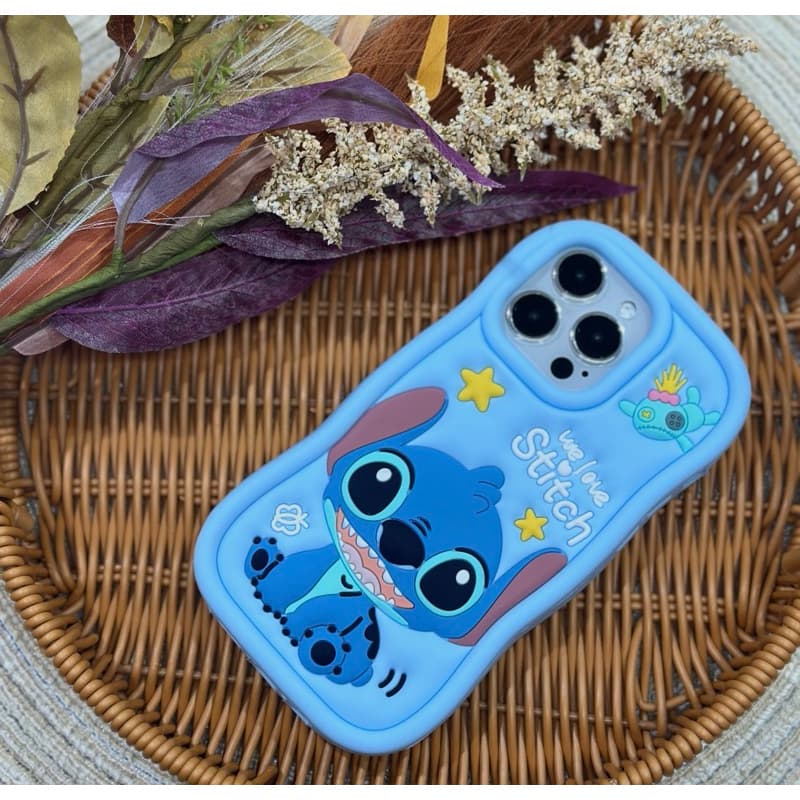Capinha de Celular Baby Bebê Stitch Silicone Macio Fofo para iPhone 11, 12, 13, 14, 15 Pro Max