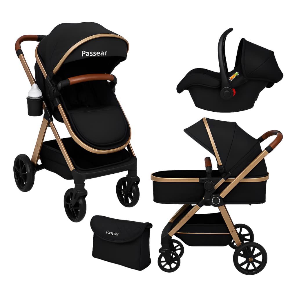 Carrinho de Bebê 6 em 1 Europeu Com Bebê Conforto Moises e Base Fechamento Fácil Garantia de 1 ano