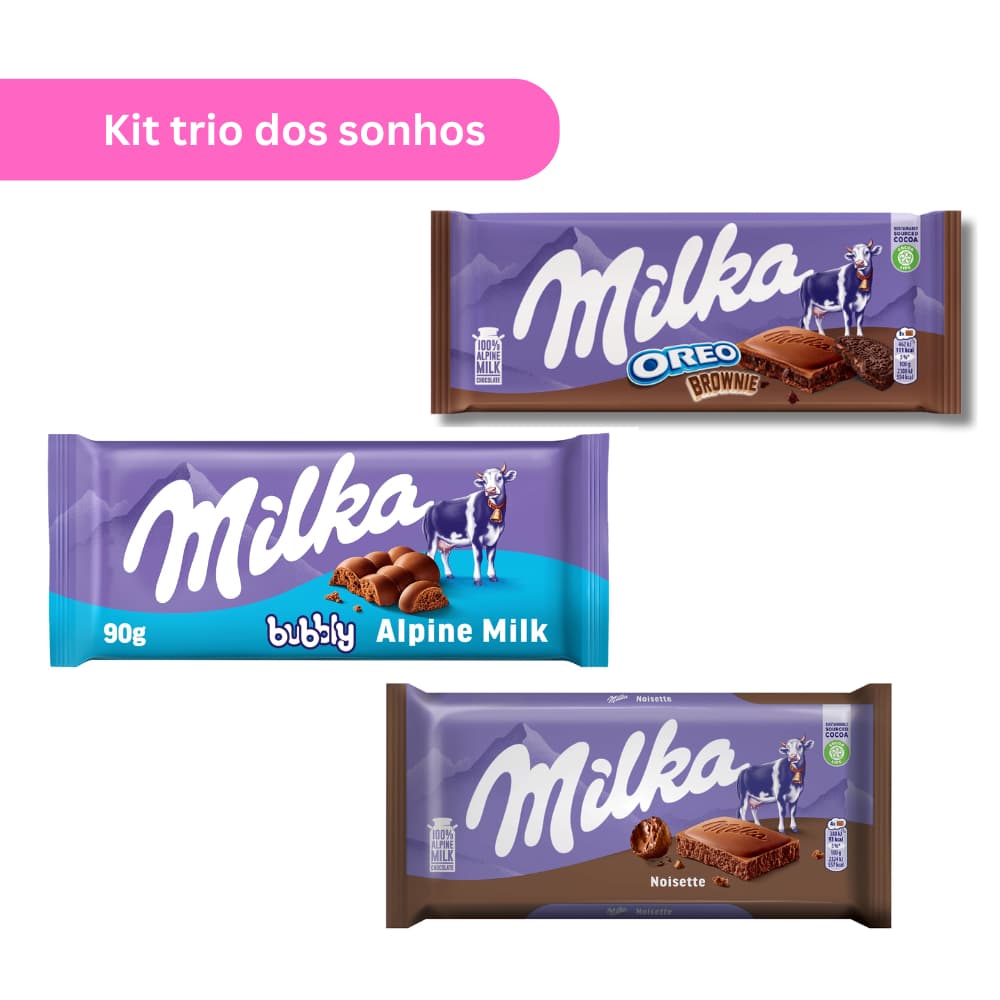 Kit 3 barras Milka Trio dos Sonhos Chocolate Importado Milka