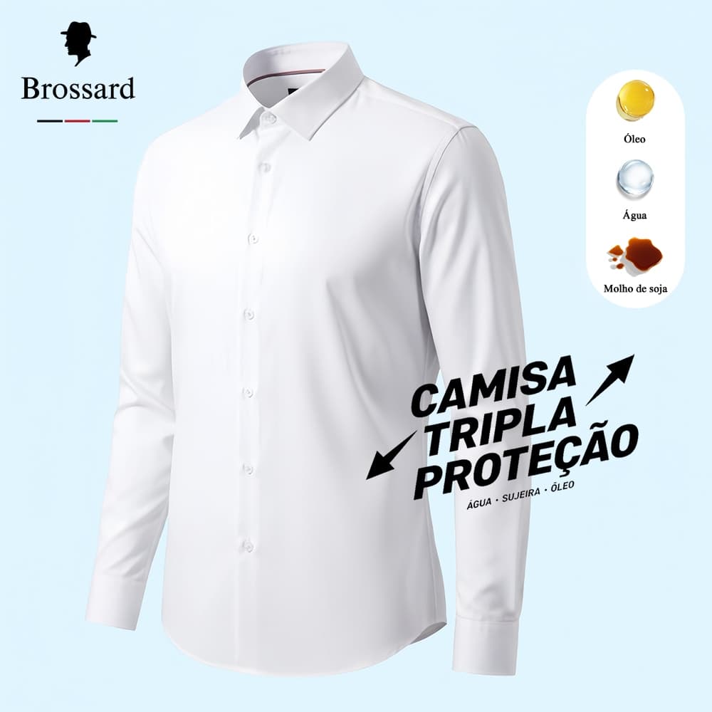 Camisa Social Masculina Slim fit Luxo, Blusa Não Amassa Premium Tecido Impermeável de Fibra de Bambu