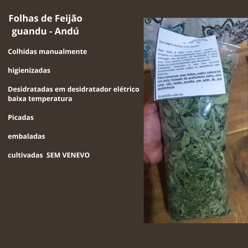 Folhas Feijão Guandu-Andu 50 gramas orgânicas