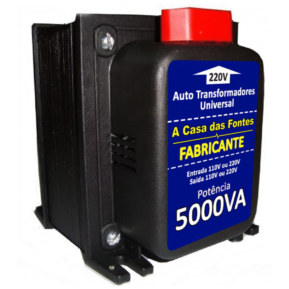 Transformador 5000 VA TOMADAS 110/220V OU 220/110V  Conversor Voltagem Casa das Fontes