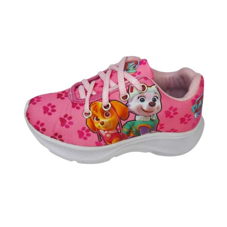 Tênis Infantil Menina Rosa Personagem Patrulha Canina Desenho Confortável Leve Escolar