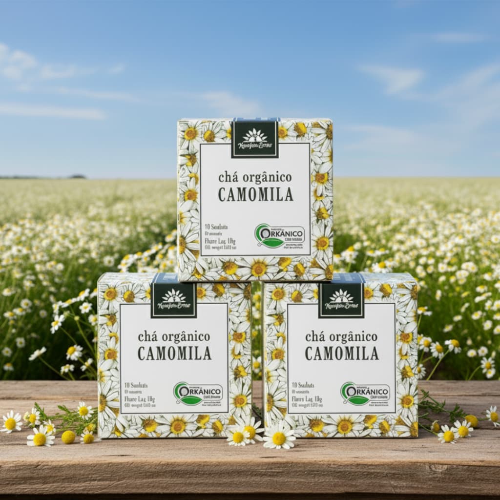 Kit 3 Chás de Camomila Orgânico 100%  Puro, Natural e Vegano, Acalma e Melhora o Sono Kampo de Ervas