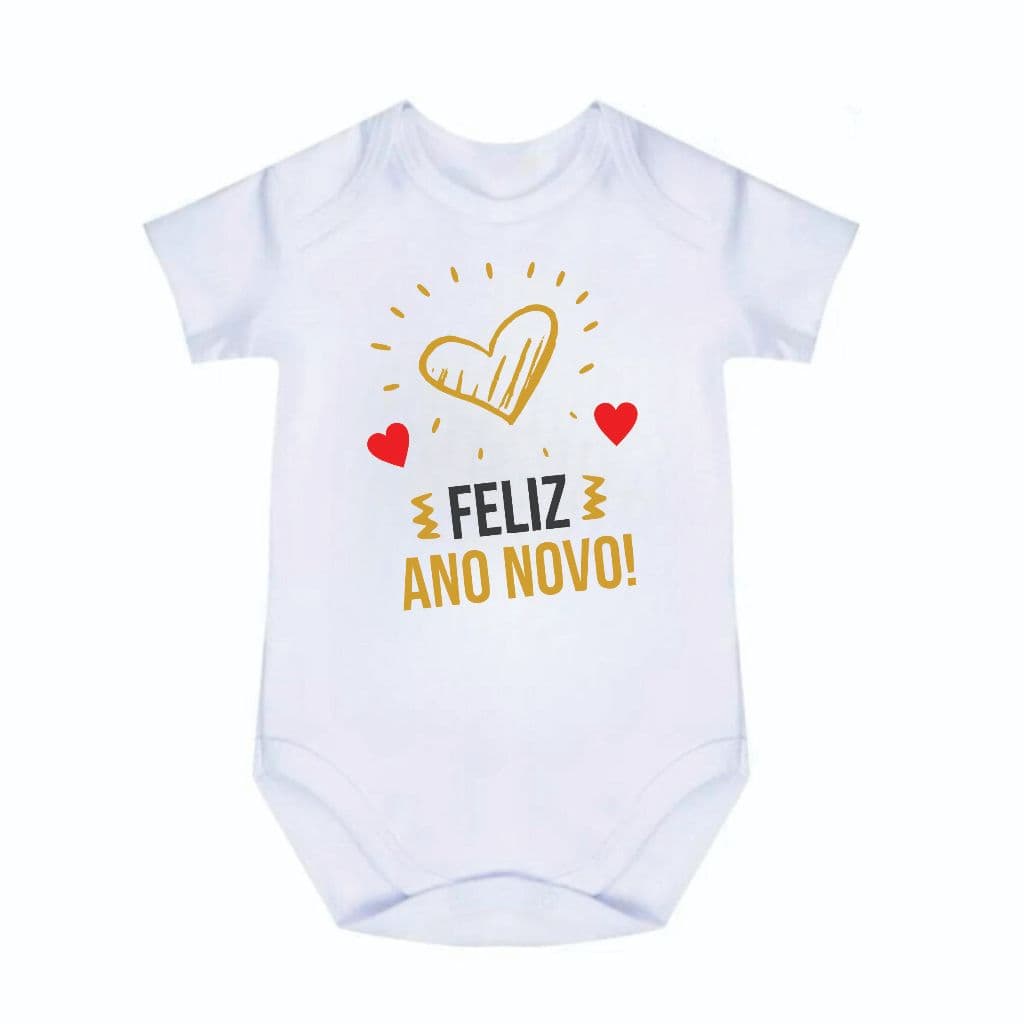 Body Bebê Roupa de Ano Novo Réveillon Frase Feliz Ano Novo Menino Menina Festa Roupa Festa Infantil B177