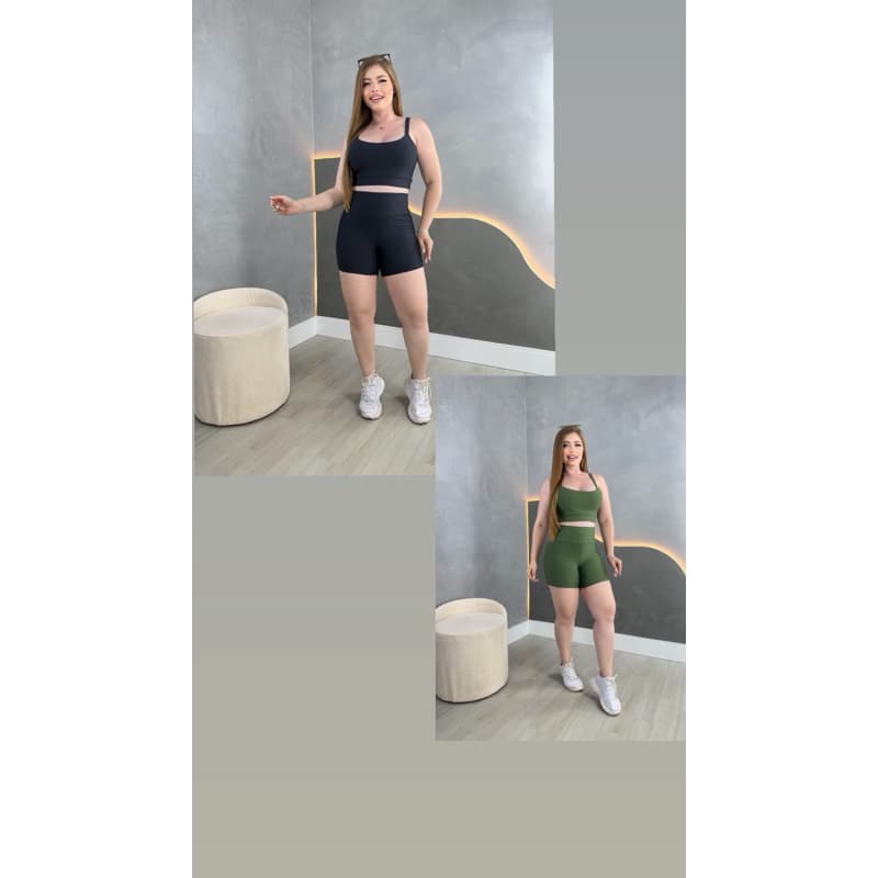 roupa de academia feminina short cintura alta top fitness feminino conjunto verde militar conjunto preto kit fitness