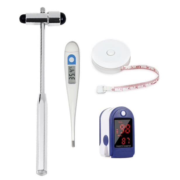 Kit Martelo Buck + Oxímetro Dedo + Termômetro Clínico + Trena | Saúde/Fisioterapia/Enfermagem