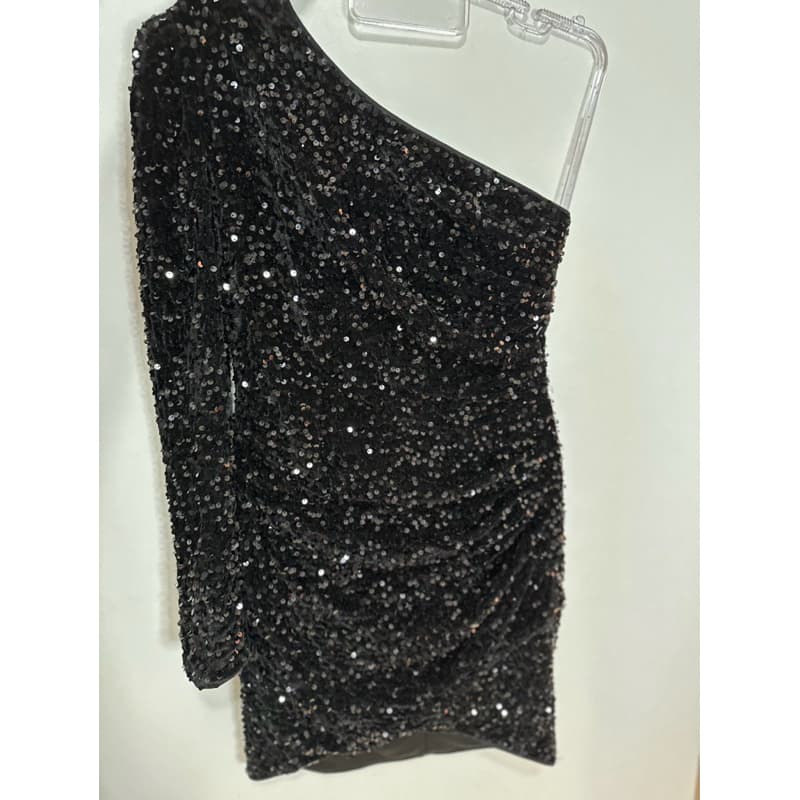 Vestido feminino preto paête festa brechó feminino