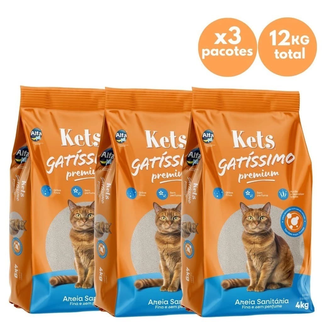 Areia Sanitária Premium Kets Gatíssimo 12KG para Gatos