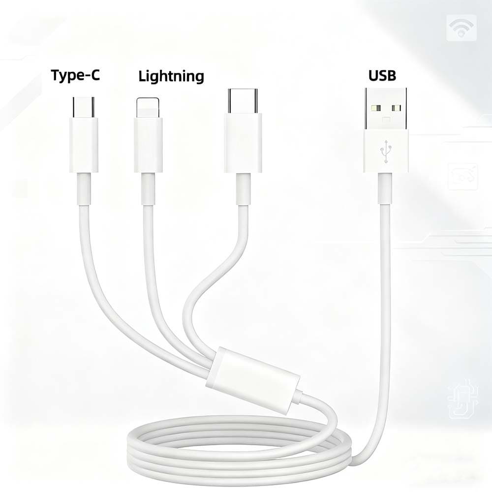 Carregador 3 em 1 com Carregamento Rápido –Para Celular, Relógio e Tablet, Carga Simultânea