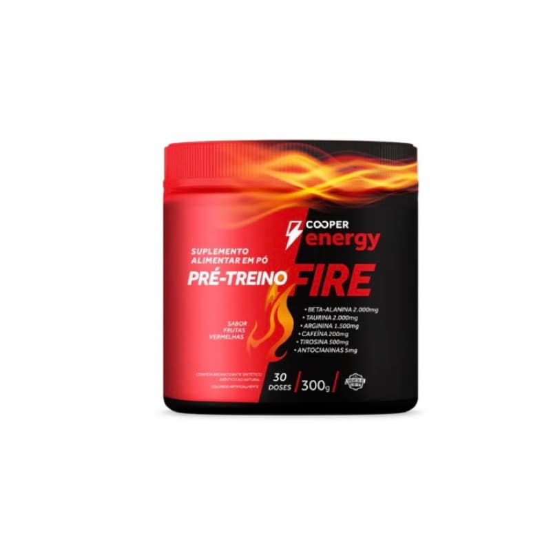 Pré-treino Fire Cooper Energy Sabor Frutas Vermelhas 300g