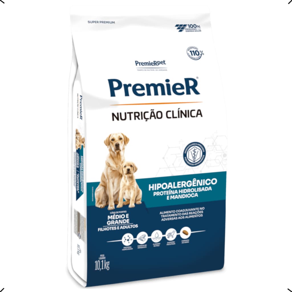 RAÇÃO PREMIER NUTRIÇÃO CLINICA HIPOALERGENICA RAÇA MEDIA E GRANDE 10KG
