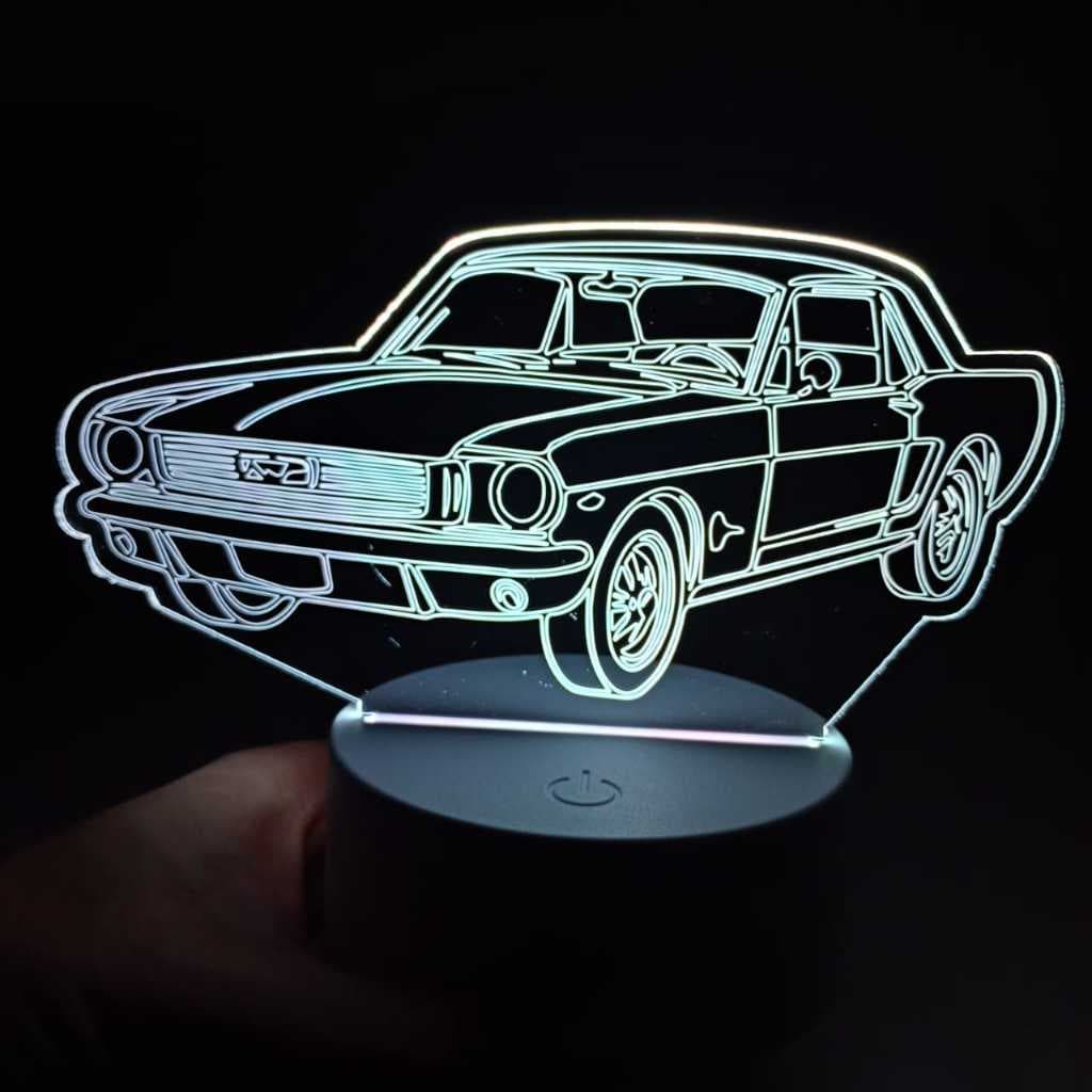 Abajur Luminária Mustang Ford Carro Automóvel Led 3D de Mesa ac0066 Presente Criativo Luz Noturna Decoração Luxo geek