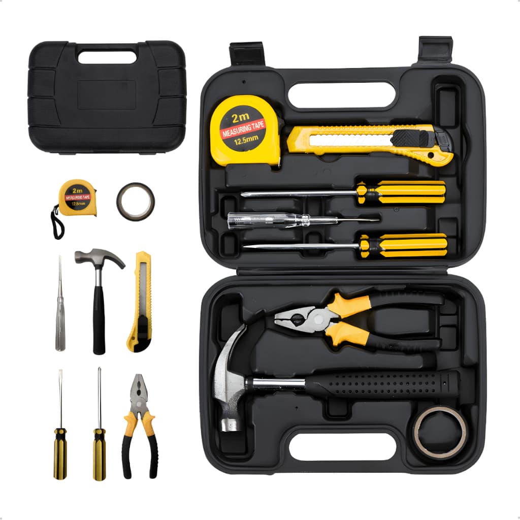 Kit De Ferramentas 8 Peças Jogo De Chaves Martelo Alicate Presente Com Maleta