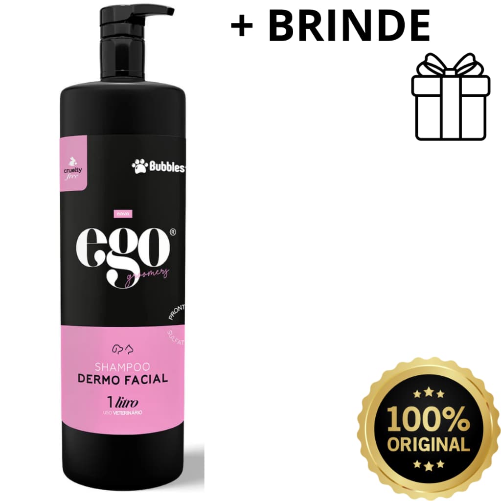 Shampoo Pet Dermo Facial 1 Litro Bubbles Ego Pronto Pra Uso - Para cabeça e face, cães e gatos