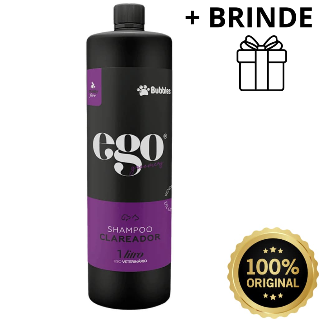 Shampoo Clareador 1 Litro Ego Para Pet Cães Gatos Bubbles Pet - Otimo Rendimento - Banho e Tosa