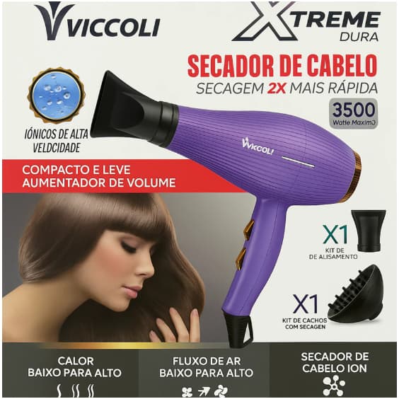 Secador de Cabelo 110V 3500W Bico Modelador e Difusor de Calor Profissional Secagem Rápida Ar Quente