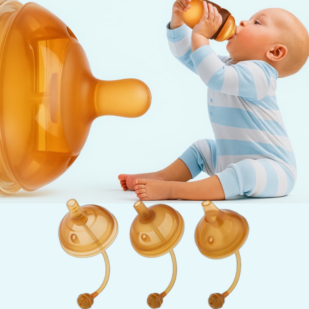 Bico de Mamadeira de Silicone  Imita o Seio Materno  Anticólica Bebe Infantil Alimentação transição