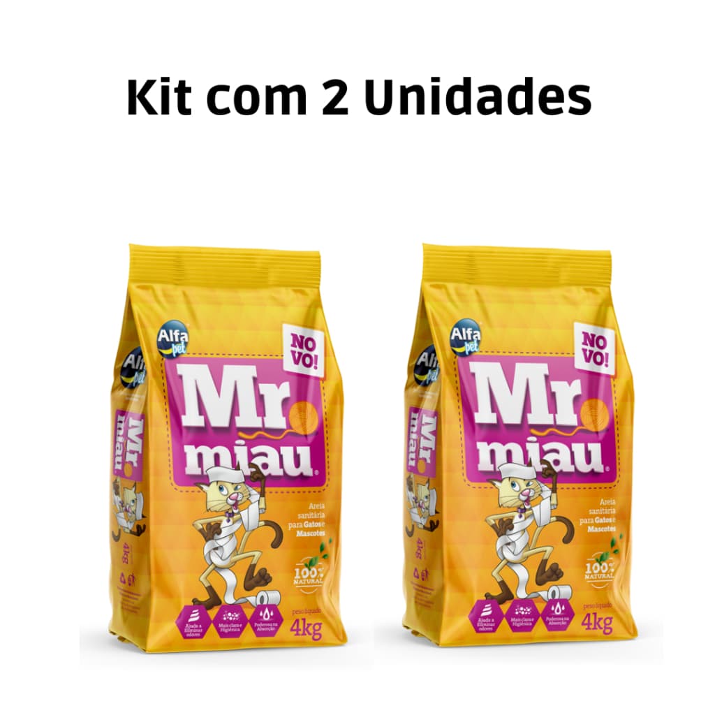 kit 2 Areia Sanitária Para Gato  Mr Miau 4kg 1 Kit  por Pedido (Mais de 1 unidade será cancelado)