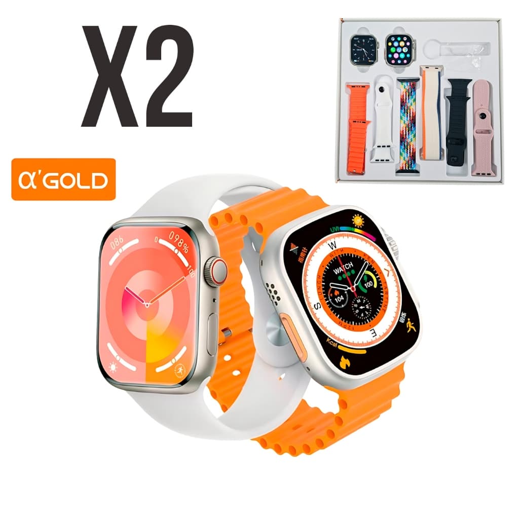 Relogio Inteligente Smartwatch Agold Kit com 2 smart e 6 Pulseiras