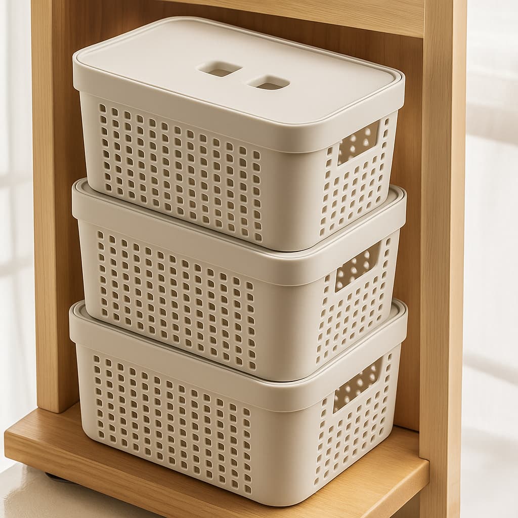 Kit 3 Caixas Organizadoras com Tampa 4,5 Litros em Plástico Multiuso Para Organização Cozinha