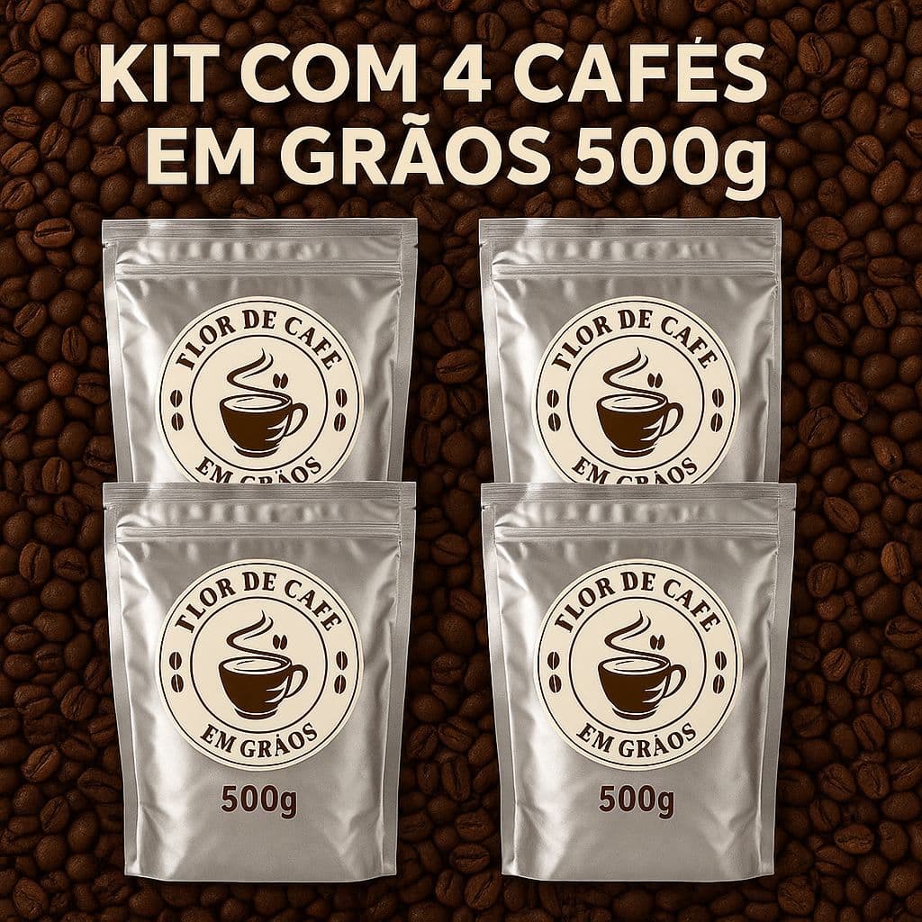 Kit 4 Cafés Em Grãos Arábica Flor De Café Artesanal Torra Média E Fresca - Direto Do Produtor