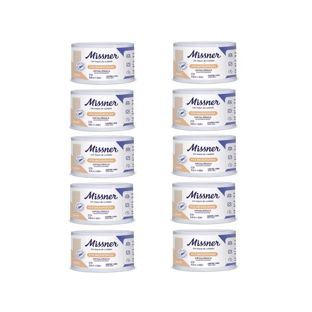 Kit 10 Fitas Micropore Bege 2,5cm X 10m Missner