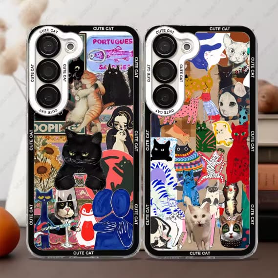 Capa de Celular Fofa Estampa de Gatinho P/ Celulares Samsung Xiaomi Iphone Case Silicone de Gatos Capinha Alta Qualidade