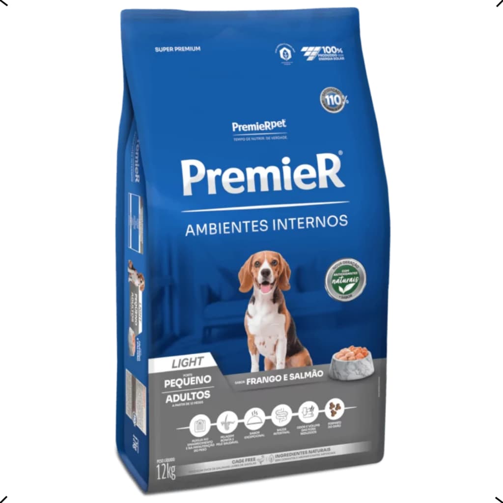 RAÇÃO PREMIER AMBIENTES INTERNOS LIGHT RAÇA PEQUENA 12KG